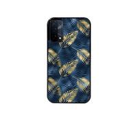 Coque noire pour OPPO A54 5G et A74 5G avec motif palmier bleu