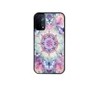 Coque noire pour OPPO A54 5G et A74 5G avec motif papillon mandala