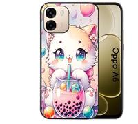 Coque Noire pour Oppo A6 et A6X 4G 5G Chat Bubble Manga