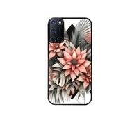 Coque noire pour Oppo A72 4G avec motif fleur geometrique rose