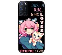Coque Noire Pour Oppo A72 4g Motif Anime Et Chat