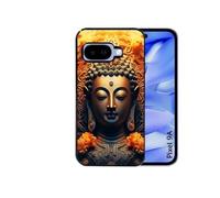 Coque noire pour Pixel 9A avec motif bouddha et fleur