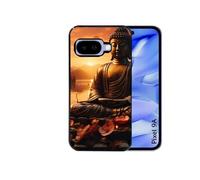 Coque noire pour Pixel 9A avec motif bouddha et soleil