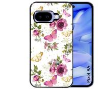 Coque Noire Pour Pixel 9a Fleur Et Papillon