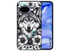 Coque Noire Pour Pixel 9a Loup Et Fleur