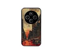 Coque noire pour POCO C75 avec motif new york vintage