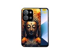 Coque noire pour POCO C85 avec motif bouddha et fleur