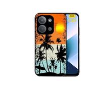 Coque noire pour POCO C85 avec motif hawai sun