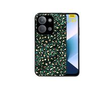 Coque noire pour POCO C85 avec motif leopard vert