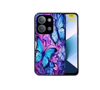 Coque noire pour POCO C85 avec motif papillon violet UV