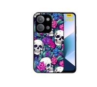 Coque noire pour POCO C85 avec motif tete de mort violet