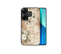 Coque noire pour Redmi 13 4G POCO M6 avec motif bois et dentelle 1