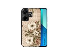 Coque noire pour Redmi 13 4G POCO M6 avec motif bois et dentelle 2