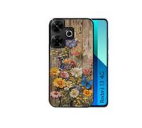 Coque noire pour Redmi 13 4G POCO M6 avec motif bois et papillon 1