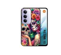Coque noire pour Redmi 15 4G et 5G avec motif tete de mort calavera skull
