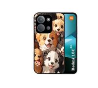 Coque noire pour REDMI 15C 4G et 5G avec motif chien smile