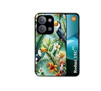 Coque noire pour REDMI 15C 4G et 5G avec motif perroquet tropical