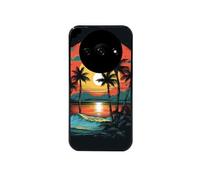 Coque noire pour Redmi A3 avec motif hawaii palmier