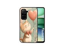Coque noire pour Redmi A5 4G et POCO C71 avec motif chat ballon