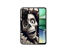 Coque noire pour Redmi A5 4G et POCO C71 avec motif tete de mort smile