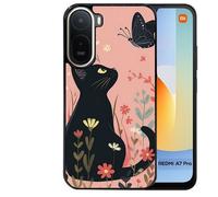 Coque noire pour Redmi A7 PRO motif chat papillon 2
