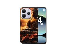 Coque noire pour Redmi note 14 4G avec motif bouddha et soleil