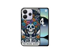 Coque noire pour Redmi note 14 4G avec motif tete de mort drama queen