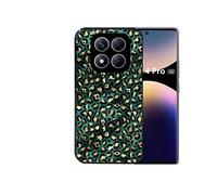 Coque noire pour Redmi Note 14 PRO 4G avec motif leopard vert