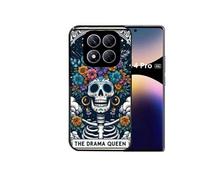 Coque noire pour Redmi Note 14 PRO 4G avec motif tete de mort drama queen