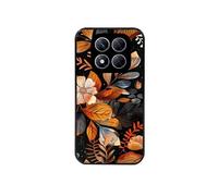 Coque noire pour Redmi Note 14 PRO 5G et PRO PLUS avec motif fleur automne