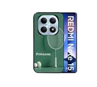 Coque noire pour Redmi note 15 4G avec motif badminton sport personnalise