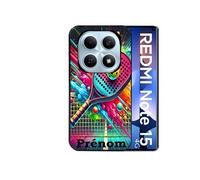 Coque noire pour Redmi note 15 4G avec motif padel raquette personnalisee