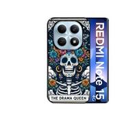 Coque noire pour Redmi note 15 4G avec motif tete de mort drama queen