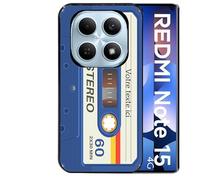 Coque Noire pour Redmi Note 15 4G Cassette Bleu avec Votre Texte
