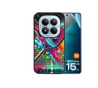 Coque noire pour Redmi note 15 PRO 4G avec motif padel raquette personnalisee