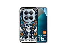Coque noire pour Redmi note 15 PRO 4G avec motif tete de mort drama queen