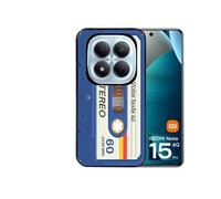 Coque noire pour Redmi note 15 PRO 4G personnalisable avec motif cassette bleu