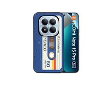 Coque noire pour Redmi note 15 PRO 5G personnalisable avec motif cassette bleu
