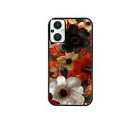 Coque noire pour Reno 8 Lite avec motif fleur blanche et noire