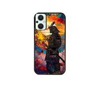 Coque noire pour Reno 8 Lite avec motif samourai lune