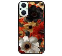Coque Noire Pour Reno 8 Lite Fleur Blanche Et Noire