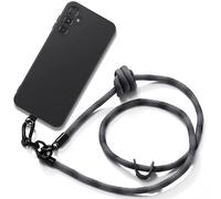 Coque Noire Pour Samsung Galaxy A14 4g/5g, Antichoc Anti-Rayures Silicone Avec Cordon Gris Démontable - E.F.Connection