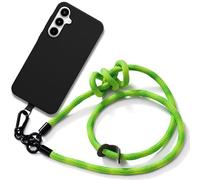 Coque Noire Pour Samsung Galaxy A35 5g En Silicone Avec Bandoulière Amovible Vert Fluo, Protection Antichoc - E.F.Connection