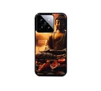 Coque noire pour Xiaomi 14 avec motif bouddha et sunset