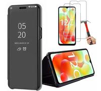Coque Noire Pour Xiaomi Redmi 12c / 11a + 2 Verres Trempés, Coque Effet Miroir Protection Anti-Rayures - E.F.Connection