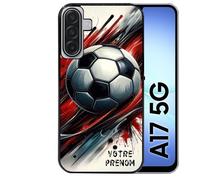 Coque noire Taperso pour Galaxy A17 5G avec motif ballon foot avec prenom