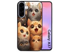 Coque noire Taperso pour Galaxy A37 avec motif chat smile