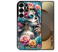 Coque noire Taperso pour Galaxy S26 ULTRA avec motif tete de mort calavera bleu