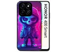 Coque noire Taperso pour Honor 400 SMART avec motif tete de mort skull fluo