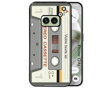 Coque noire Taperso pour Nothing Phone 2A et 2A PLUS avec motif cassette grise personnalisable